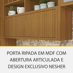 Cozinha Modulada Imperatriz Gourmet Canto 09 Peças Ripado em Mdf Nesher - 5