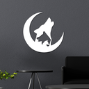 Ver imagem 2 de Escultura de Parede Lobo na Lua em Mdf