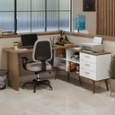 Ver imagem 2 de Mesa de Escritório em L 3 Gavetas Branco/rustic Lisboa Madesa Branco/rustic
