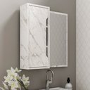 Ver imagem 1 de Espelheira Armário para Banheiro com Espelho 60x60cm BN3648 Branco/Mármore