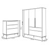 Quarto Infantil Guarda-Roupa e Cômoda 3 Gavetas 100% MDF Mel P04 Cinza - Mpozenato - 3