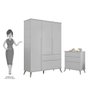 Quarto Infantil Guarda-Roupa e Cômoda 3 Gavetas 100% MDF Mel P04 Cinza - Mpozenato - 4