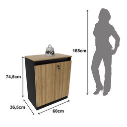 Balcão para Escritório 60cm com 1 Prateleira 2 Portas e Chave ME4149 - 5