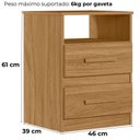 Ver imagem 3 de Mesa de Cabeceira Apolo 2 Gavetas 46 Cm Freijo Moval Freijo