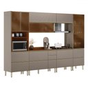 Ver imagem 2 de Cozinha Completa Proença 8 Portas 9 Gavetas 100% Mdf com Vidro Dp3302rf Nogueira/nude - Demóbile