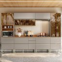 Ver imagem 1 de Cozinha Completa Proença 8 Portas 9 Gavetas 100% Mdf com Vidro Dp3302rf Nogueira/nude - Demóbile