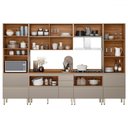 Ver imagem 3 de Cozinha Completa Proença 8 Portas 9 Gavetas 100% Mdf com Vidro Dp3302rf Nogueira/nude - Demóbile