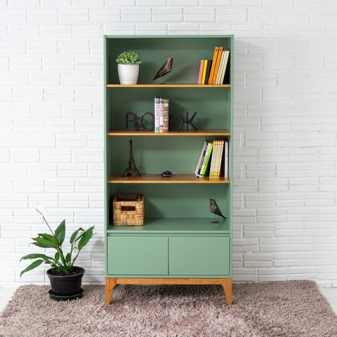 Estante 2 Portas 170cmx80cm Pés em Madeira Maciça Bento Yescasa