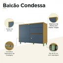 Ver imagem 5 de Balcão 1 Porta 3 Gavetas Nesher Condessa 120cm MDF Carvalho Titânio