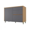 Ver imagem 1 de Balcão 1 Porta 3 Gavetas Nesher Condessa 120cm MDF Carvalho Titânio