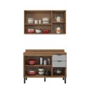 Ver imagem 4 de Cozinha Compacta Modulada Firenze 02 Peças 06 Portas 02 Gavetas Cinza/Amendola/Nude Prime Tx
