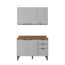 Ver imagem 2 de Cozinha Compacta Modulada Firenze 02 Peças 06 Portas 02 Gavetas Cinza/Amendola/Nude Prime Tx