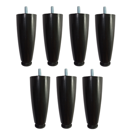 Kit 7 Pés para Cama Box ou Baú Juvene 12cm com Regulagem Cor:preto