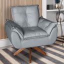 Ver imagem 1 de Poltrona/cadeira Decorativa Glamour Opala com Base Giratória 30cm em Madeira Cinza