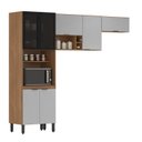 Ver imagem 2 de Cozinha Compacta Modulada Firenze 03 Peças 7 Portas Cinza/Amendola/Nude Prime Tx
