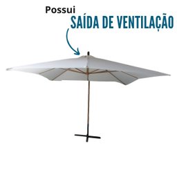 Ombrelone Lateral Suspenso Estrutura Madeira 3m Gigante Manivela Jardim Branco Importway Iwoblm-300  - 6