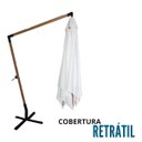 Ver imagem 3 de Ombrelone Lateral Suspenso Estrutura Madeira 3m Gigante Manivela Jardim Branco Importway Iwoblm-300 
