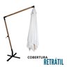 Ombrelone Lateral Suspenso Estrutura Madeira 3m Gigante Manivela Jardim Branco Importway Iwoblm-300  - 3