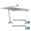 Ver imagem 2 de Ombrelone Lateral Suspenso Estrutura Madeira 3m Gigante Manivela Jardim Branco Importway Iwoblm-300 