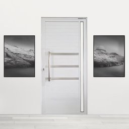 Porta Pivotante de Alumínio 210 x 100cm com Puxador, Friso e Vidro Veneza Esquadrias Bergamo - 1