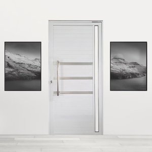Porta Pivotante de Alumínio 210 x 100cm com Puxador, Friso e Vidro Veneza Esquadrias Bergamo