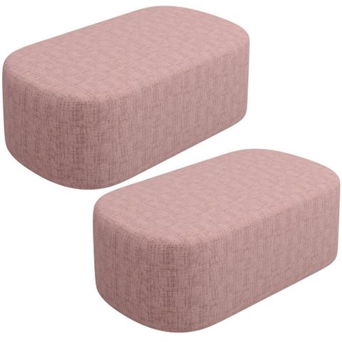 Kit 02 Puffs Decorativo Orgânico para Living Quarto 100cm Doha W01 Linho Rosa - Lyam Decor