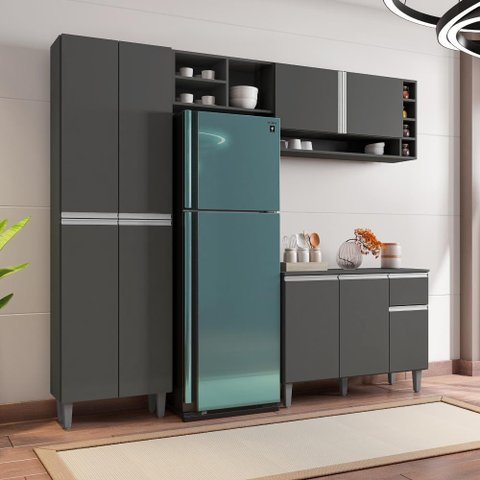 Cozinha Compacta Chicago Cinza Fosco
