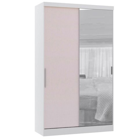 Guarda Roupa Modulado 134,50cm 2 Portas de Correr com Espelho Alpes Luciane Móveis