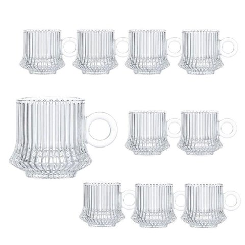 Jogo 10 Xícarasde Café Caneca Vidro Robusta Lines 85ml em Casa Tem