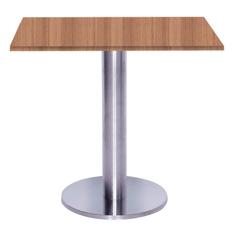 Mesa Beta Big Inox 75 Cm (alt) Disco Redondo Tampo Mdp Quadrado 60 Cm (larg) X 2,50 Cm (alt) Noce