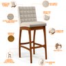 Kit 02 Banquetas Altas Para Cozinha Sala de Jantar Fixa Mila B04 Linho Cru - Lyam Decor - 9