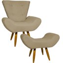 Ver imagem 1 de Kit Poltrona Decorativa Para Sala Recepção Escritório Consultório + Puff Emilia Suede