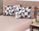 Ver imagem 3 de Jogo Lençol 4 Peças Cama Viúva 1,88mx1,28mx30cm 100% Algodão 180 Fios Geométrico Cáqui