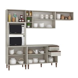 Cozinha Modulada Completa New 270Cm Balcão Tampo Bancada Ilha Nicho Forno/Micro MDP Legno - ClickLar - 2