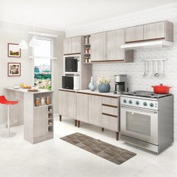 Cozinha Modulada Completa New 270Cm Balcão Tampo Bancada Ilha Nicho Forno/Micro MDP Legno - ClickLar - 1