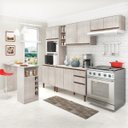 Ver imagem 1 de Cozinha Modulada Completa New 270cm Balcão Tampo Bancada Ilha Nicho Forno/micro Mdp Legno - Clicklar