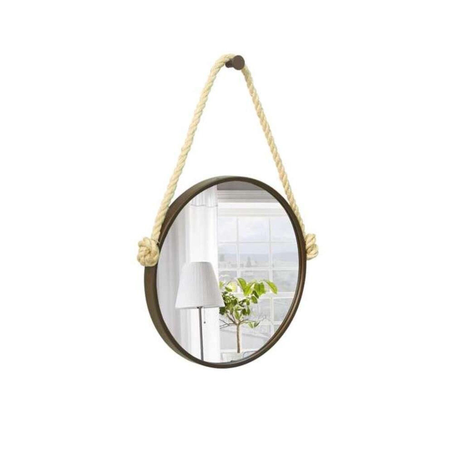 Espelho Decorativo Adnet Alça Sisal Natural 50 cm Redondo - 1