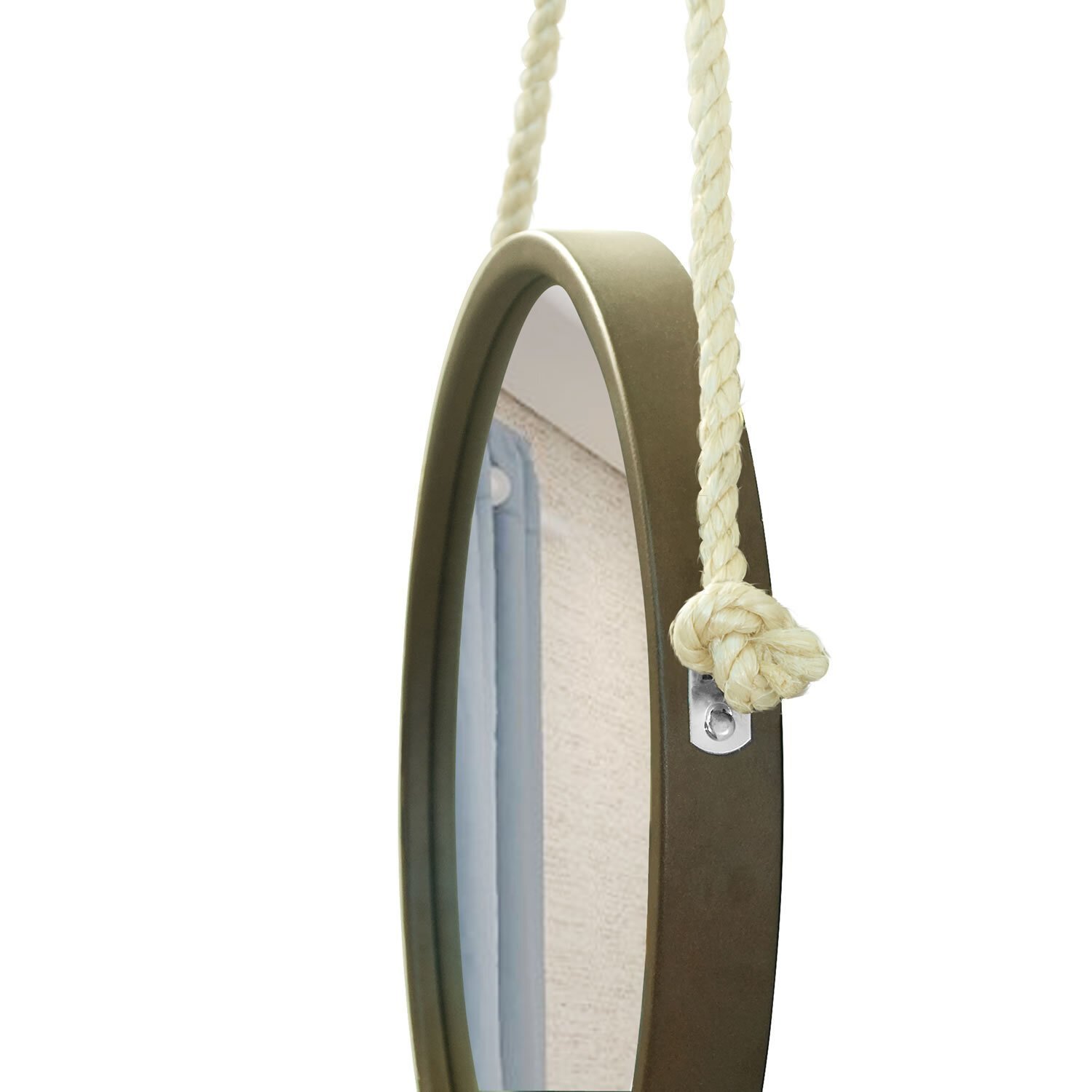 Espelho Decorativo Adnet Alça Sisal Natural 50 cm Redondo - 2