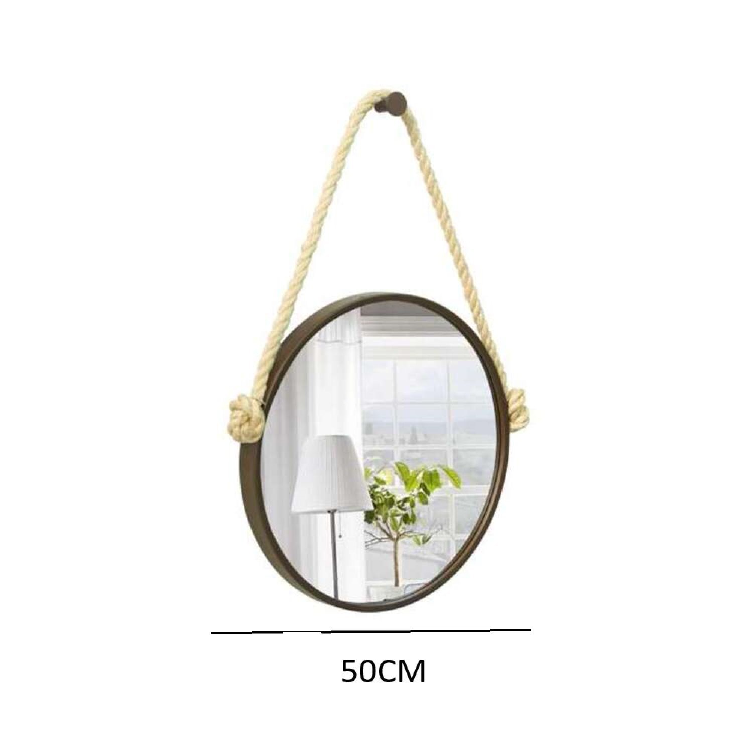 Espelho Decorativo Adnet Alça Sisal Natural 50 cm Redondo - 4