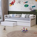 Ver imagem 5 de Cama Solteiro Slim com 02 Gavetas Madeira Maciça Branco Housin