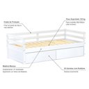 Ver imagem 4 de Cama Solteiro Slim com 02 Gavetas Madeira Maciça Branco Housin