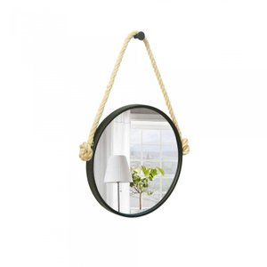 Espelho Decorativo Adnet Alça Sisal Natural Redondo