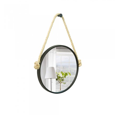 Espelho Decorativo Adnet Alça Sisal Natural Redondo