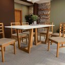 Ver imagem 4 de Conjunto Sala de Jantar Elisa em Madeira Maciça 6 Cadeiras Boucle Bege