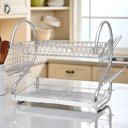 Ver imagem 2 de Escorredor Loucas Duplo Cromado Organizador Pia Armario Bancada Suporte Porta Copo Talheres Prato