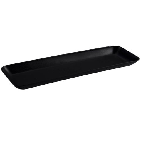 Conjunto 20 Petisqueiras Retangulares Prato Porta Petisco Grande Preto