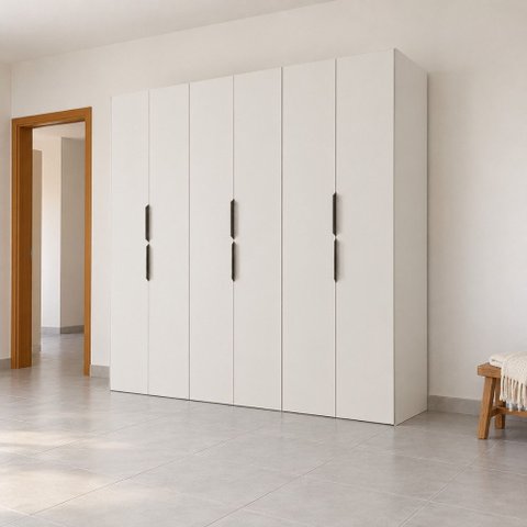 Guarda Roupa Casal Modulado Versa em MDF 6 Portas com 5 Cabideiros 3 Prateleiras 3 Gavetas