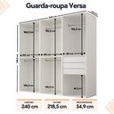 Ver imagem 3 de Guarda Roupa Casal Modulado Versa em MDF 6 Portas com 5 Cabideiros 3 Prateleiras 3 Gavetas