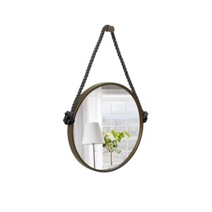 Espelho Decorativo Adnet Alça Corda Naval 40 cm Redondo