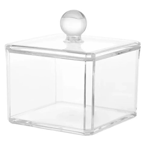 Porta Cotonete e Algodão em Acrílico My Box com Tampa Luxo